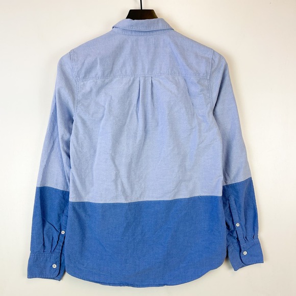 J.Crew (4) Boy Button Up Shirt Blue Colorblock Cotton Womens - Picture 6 of 9